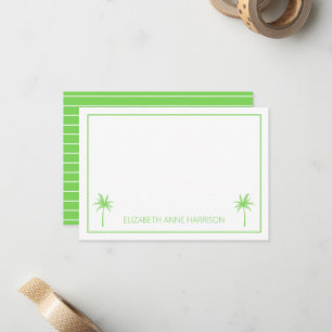 Green and White Palm Trees and Stripes Card