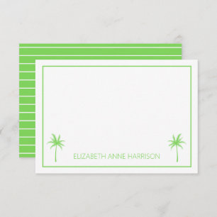 Green and White Palm Trees and Stripes Card