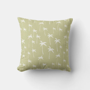 Green and White Palm Trees Cushion