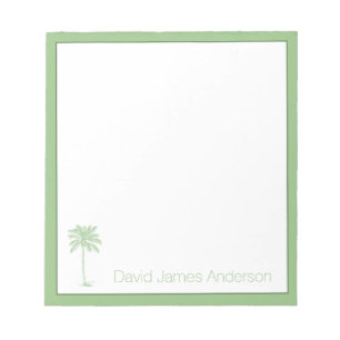 Green and White Palmetto Tree Personalised Notepad