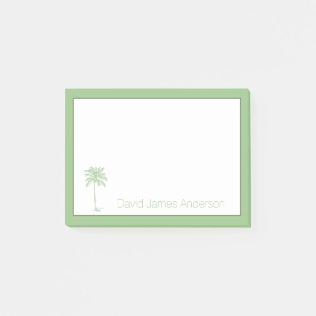 Green and White Palmetto Tree Personalised Post-it Notes (Front)