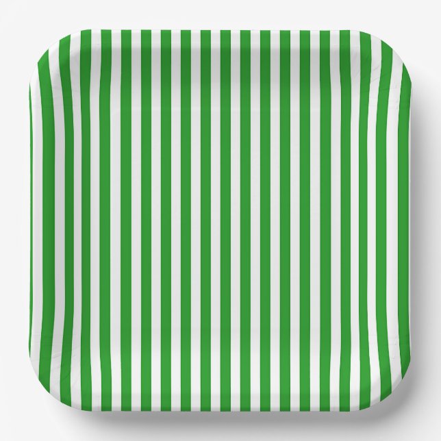 Green And White  Paper Plate (Front)