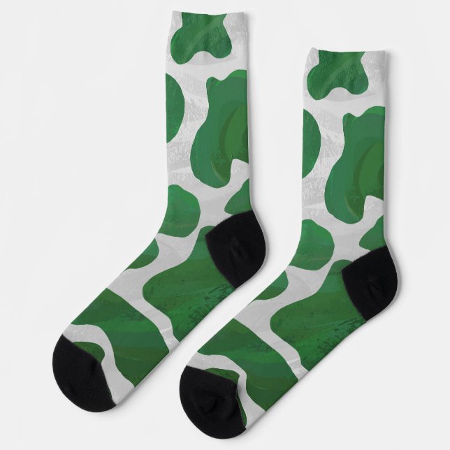 Green and White Pattern Socks (Left)