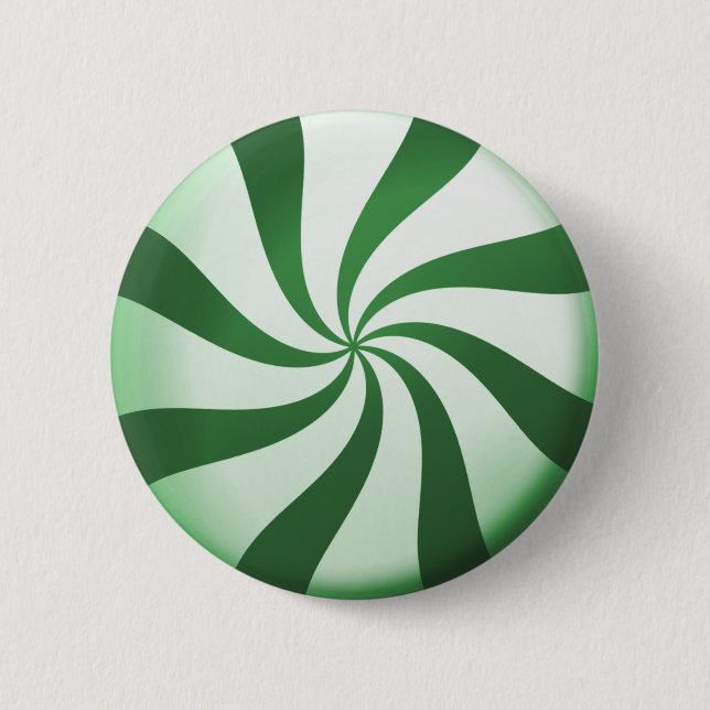 Green and White Peppermint Candy Button (Front)