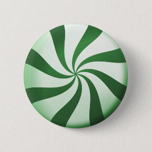 Green and White Peppermint Candy Button