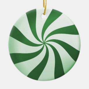 Green and White Peppermint Candy Ornament
