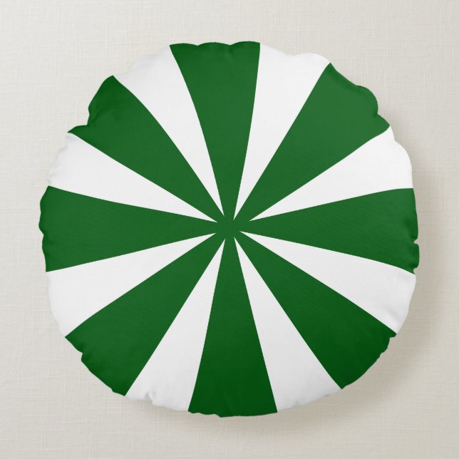 Green and White Peppermint Candy. Round Cushion (Front)