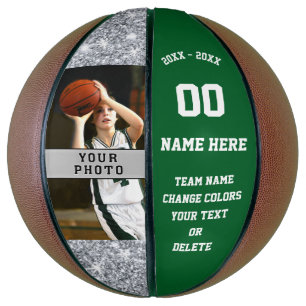Green and White Personalised Girls Basketball Ball