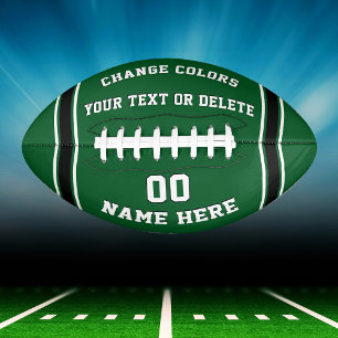 Green and White Personalized Footballs, Your Color American Football