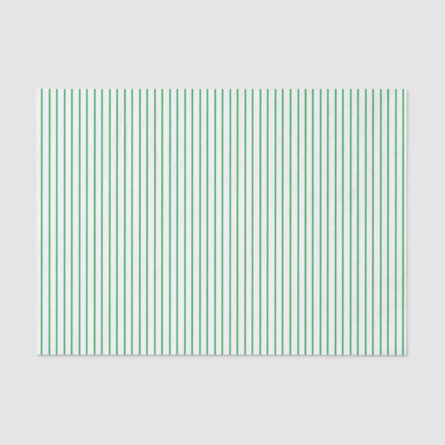 Green and White Pinstripe Tissue Paper (Front)