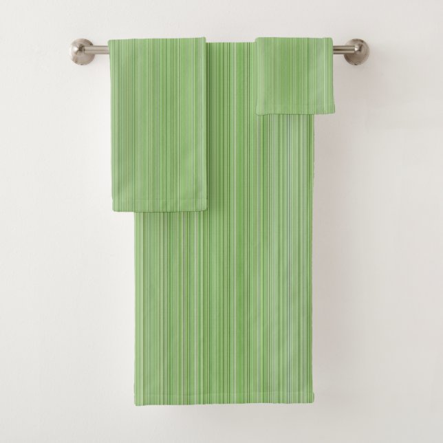 Green and white Pinstripes Bath Towel Set (Insitu)