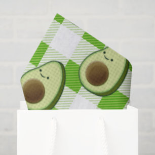 Green and White Plaid Avocado Tartan Pattern Tissue Paper