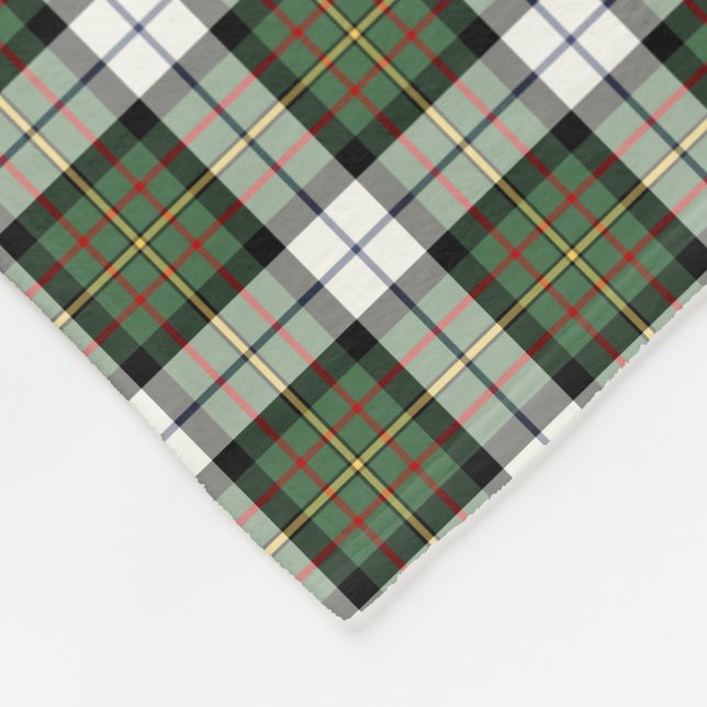 Green and White Plaid MacLaren Clan Dress Tartan Fleece Blanket (Corner)