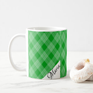Green and White Plaid Mug