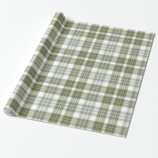 Green and White Plaid Wrapping Paper (Unrolled)