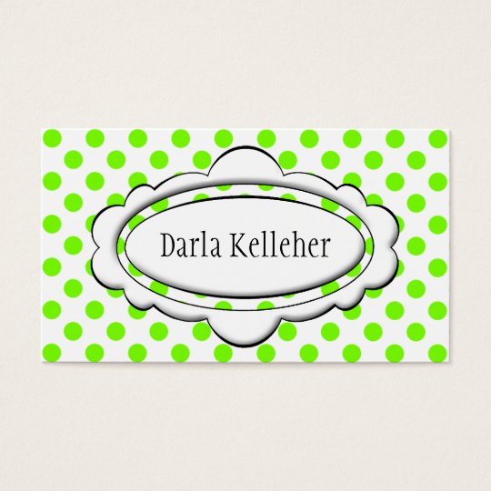 Green and White Polka Dot Business Cards