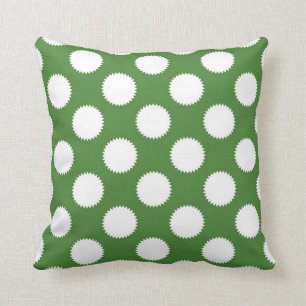 Green and White Polka Dot Cushion