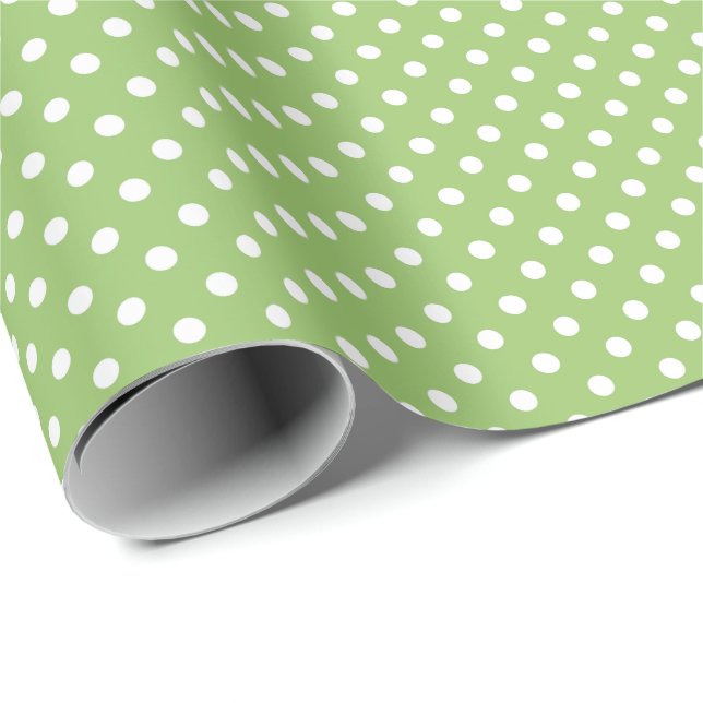 Green and White Polka Dot Wrapping Paper (Roll Corner)