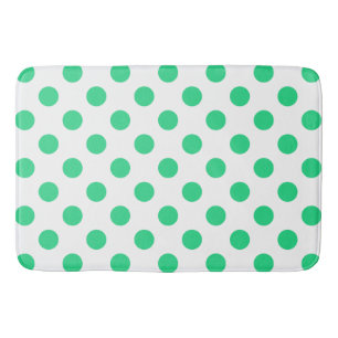 Green and white polka dots bath mat