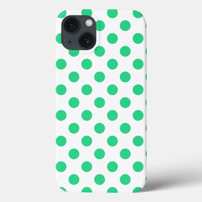 Green and white polka dots Case-Mate iPhone case (Back)