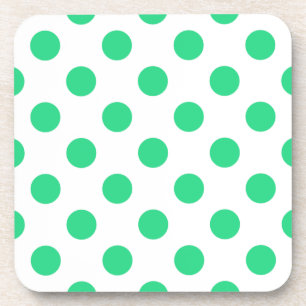 Green and white polka dots coaster