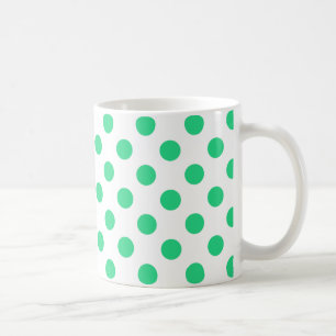Green and white polka dots coffee mug