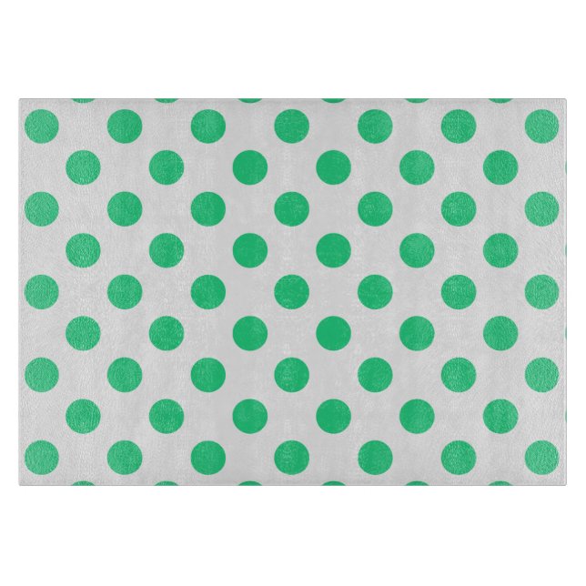 Green and white polka dots cutting board (Front)