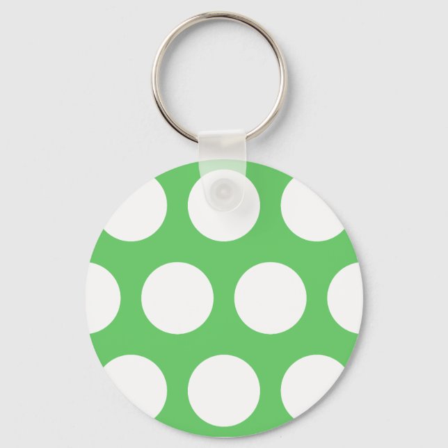 Green and White Polka Dots Key Ring (Front)