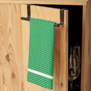 Green And White Polka Dots Kitchen Towel