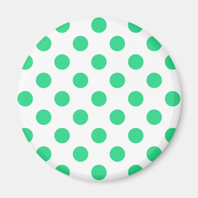 Green and white polka dots magnet (Front)
