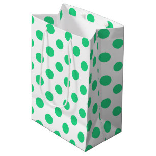 Green and white polka dots medium gift bag