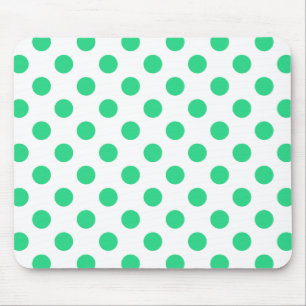 Green and white polka dots mouse mat