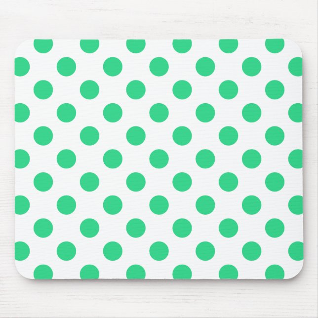 Green and white polka dots mouse mat (Front)