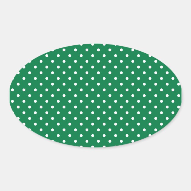 Green and White Polka Dots Oval Sticker (Front)