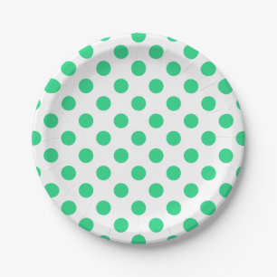 Green and white polka dots paper plate