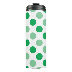 Green and white polka dots pattern thermal tumbler