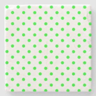 Green and White Polka Dots Square Coaster