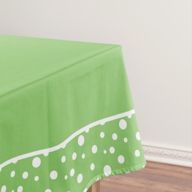 Green and White Polka Dots Tablecloth (In Situ)
