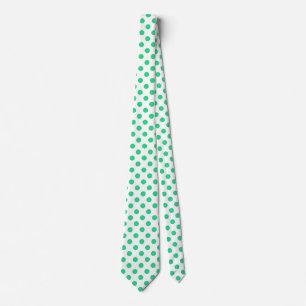 Green and white polka dots tie