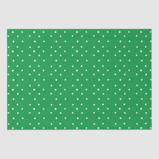 Green And White Polka Dots  Tissue Paper (Front)