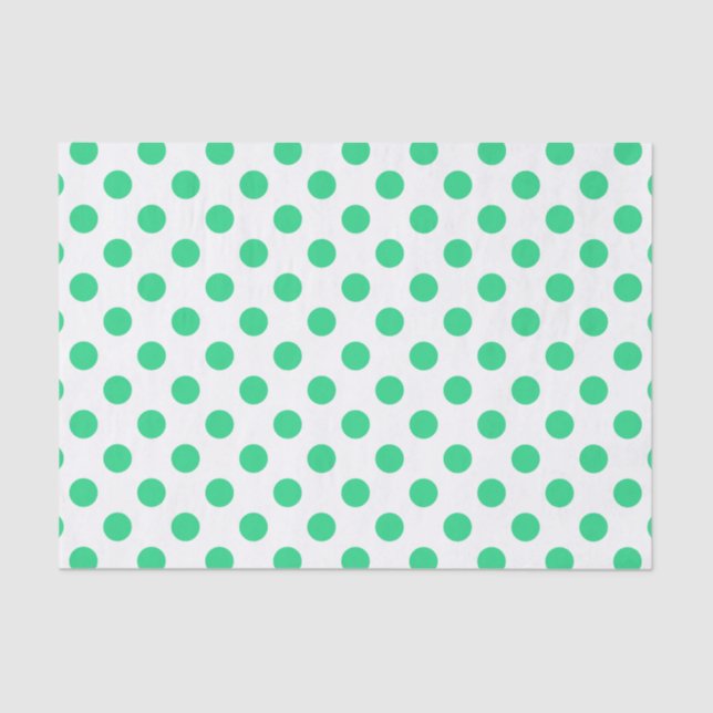 Green and white polka dots tissue paper (Front)