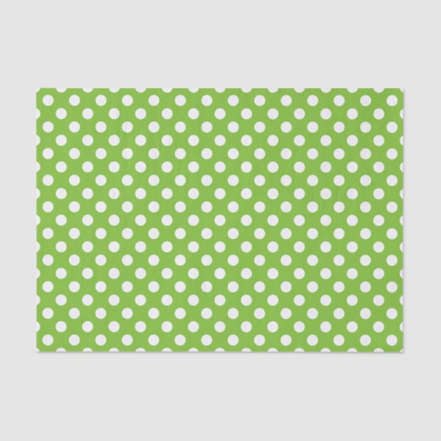 Green and White Polka Dots Tissue Paper (Front)