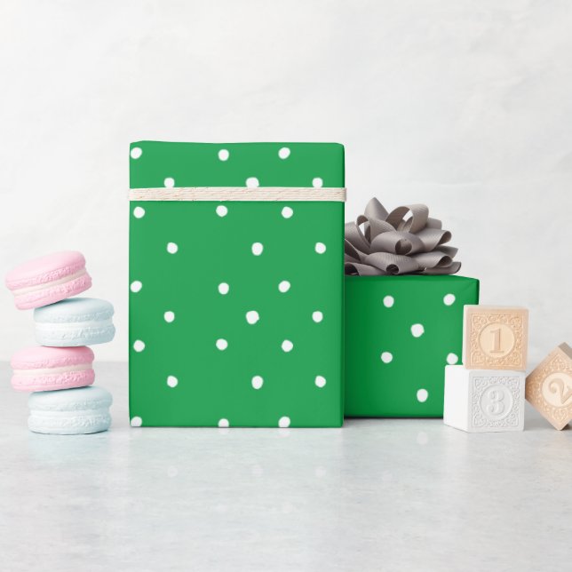 Green And White Polka Dots Wrapping Paper (Baby Shower)