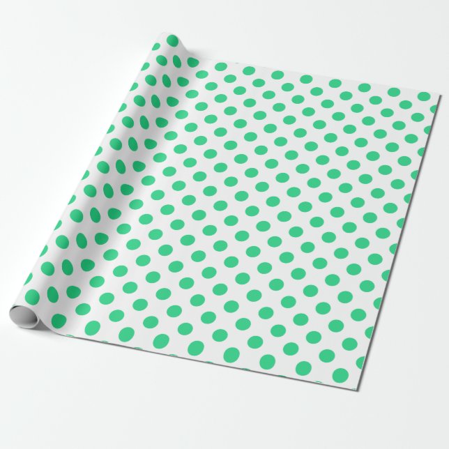 Green and white polka dots wrapping paper (Unrolled)