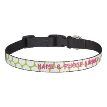 Green and White Preppy Dots Collar - Editable Pink