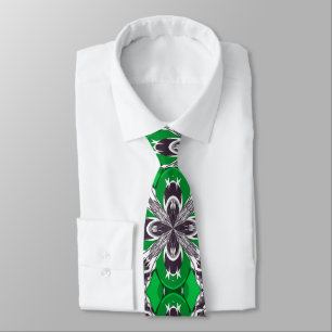 Green and White Repeat Tile Pattern Tie