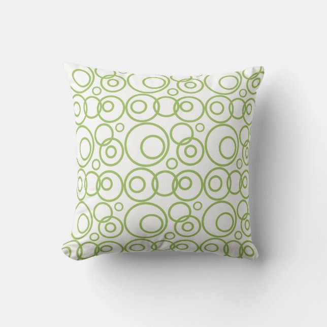 Green And White Rings Pattern Cushion (Front)