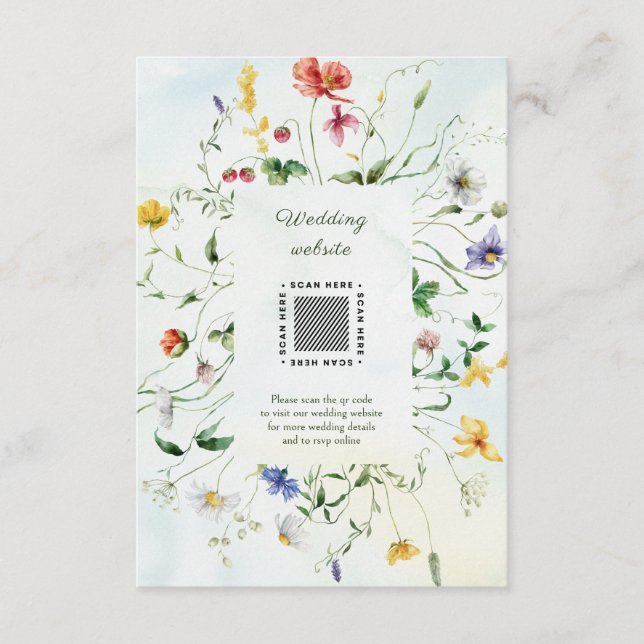 Green and White Romance Rustic Summer Wedding Enclosure Card (Front)