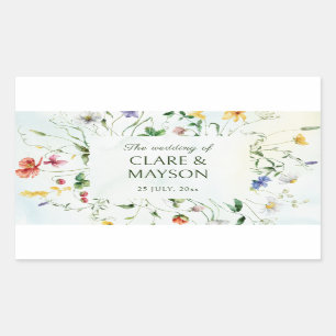 Green and White Romance Rustic Summer Wedding Rectangular Sticker