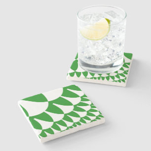 Green and White Scales Stone Coaster